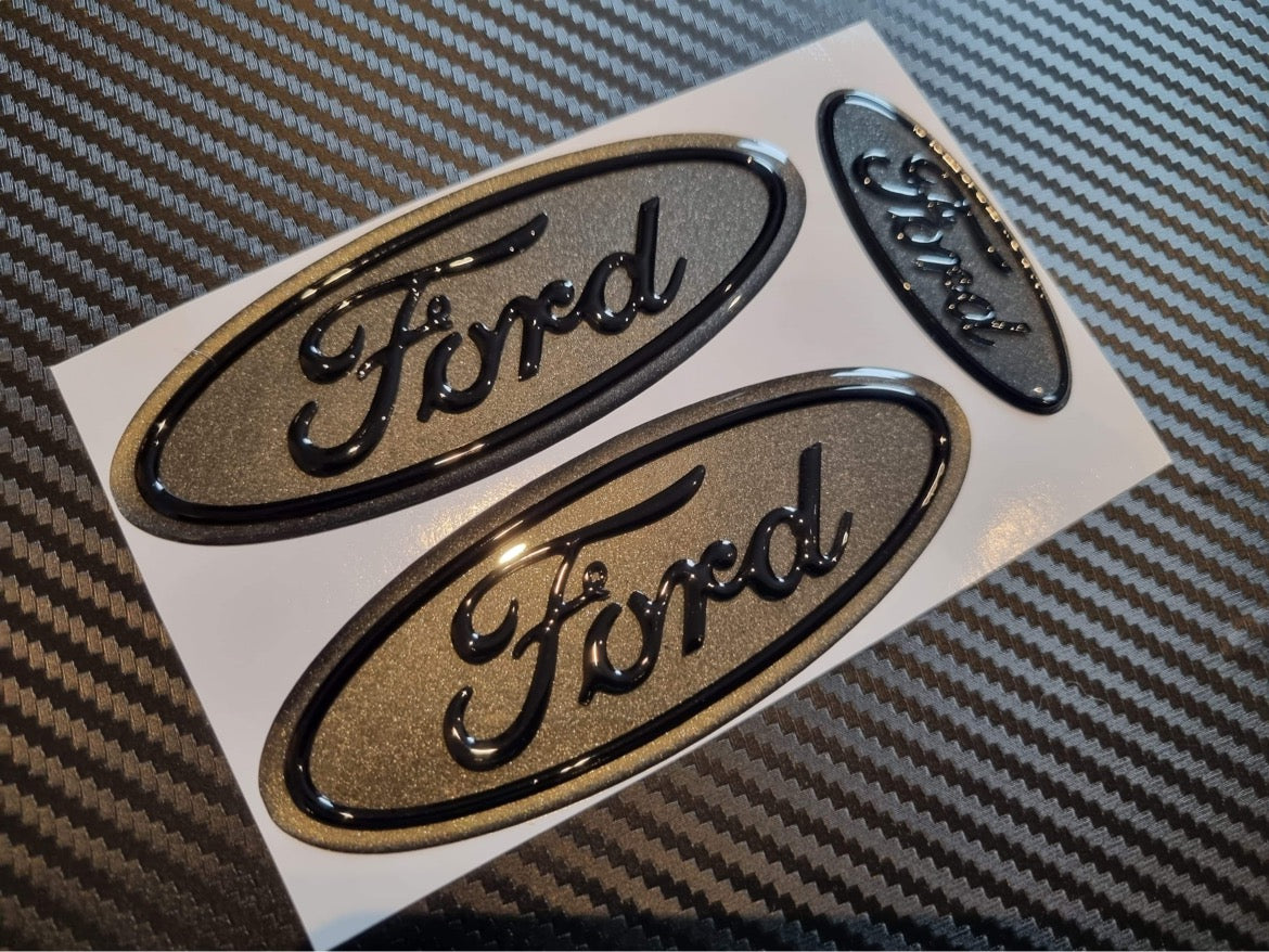 Full Set 3D Ford Gel Badges (front, back & steering wheel)