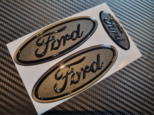 Full Set 3D Ford TRANSIT Gel Badges (front, back & steering wheel)