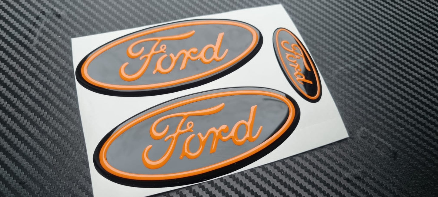 Full Set 3D Ford TRANSIT Gel Badges (front, back & steering wheel)